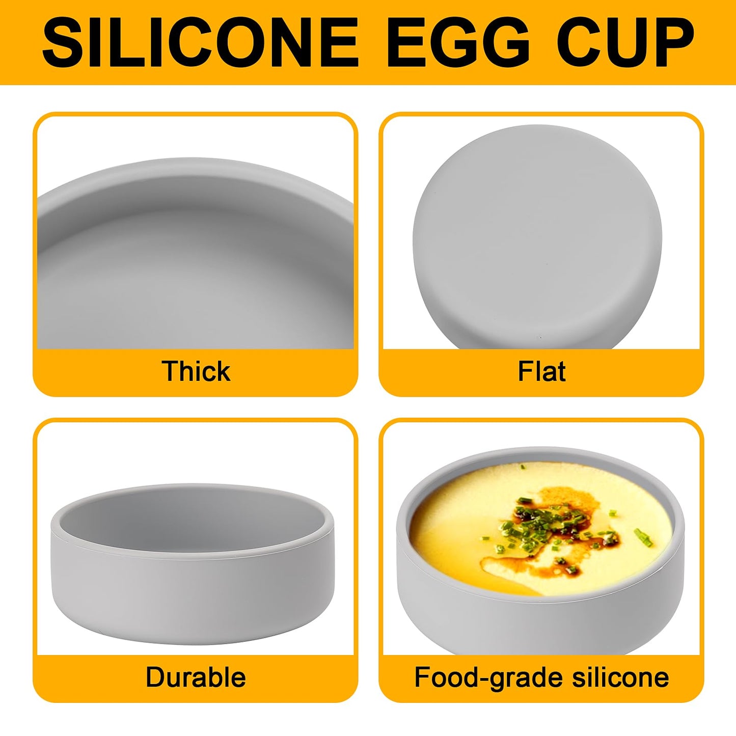 Silicone Egg Poacher Cups with Lids Set of 3, Egg Poaching Cups for Microwave Egg Cooking, Toaster Oven Air Fryer Egg Mold Nonstick Poached Egg Maker Grey
