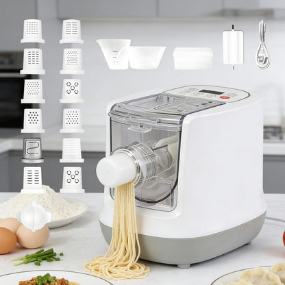 CEUGS Electric Pasta Maker, 260W Automatic Pasta Maker Machine, 500G Flour Capacity Noodle Machine, 12 Types of Noodle Molds, Pasta Making Machine for Spaghetti, Cannelloni, Dumpling and More