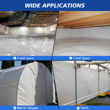 Crawl Space Vapor Barrier - 20 Mil Vapor Barriers - (10' x 50') - Tear Resistant, Heavy Duty Vapor Barrier, Drop Cloth Moisture Barrier Thick Plastic Sheeting Covering for Crawlspace Encapsulation