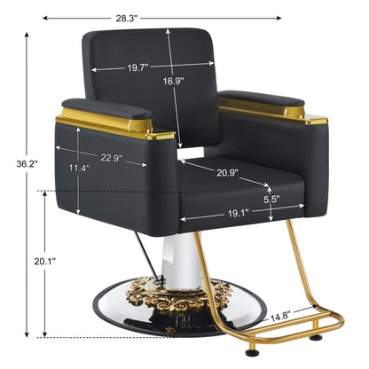 BarberPub Luxurious Salon Chair, Height Adjustable Black Salon Beauty Spa Styling Equipment, 440lbs Hydraulic Pump for Hair Stylist, Barber Shops&Beauty Salons 8633 (Black)
