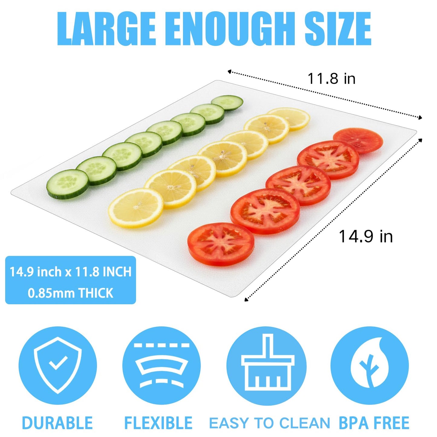 ZENFUN 30 Pc Plastic Cutting Board Mats, Flexible Clear Cutting Mats 15 x 12 In, Kitchen Cutting Board Sheets Frosted Placemats BPA-Free, Non-Porous