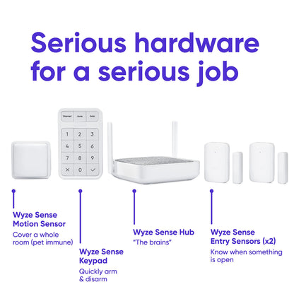 Wyze Home Security Core Kit: Hub, Keypad, Motion Sensor, Entry Sensors (x2); Compatible w/ Wyze Cam, Leak & Climate Sensors; 3 Mo. of 24/7 Professional Monitoring Service Incl., Subscription Required
