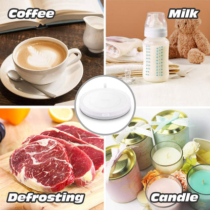 BESTINNKITS White Smart Coffee Auto On/Off Gravity-Induction Mug Office Desk Use, Candle Wax Cup Warmer Heating Plate (Up to 131F/55C)
