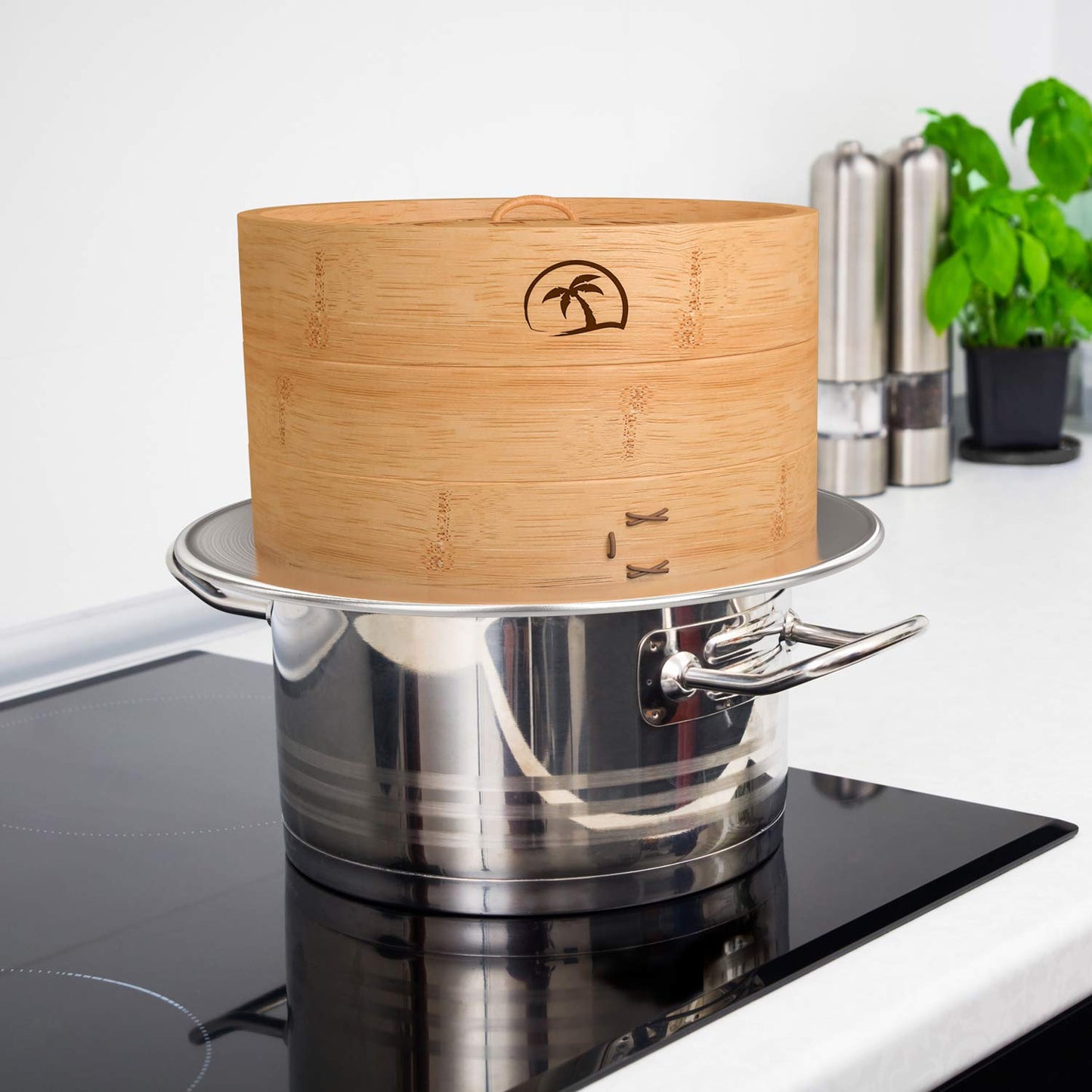 DEALZNDEALZ Bamboo Steamer Ring Adapter | Fits 8" to 13" Bamboo Steamer Basket | Stainless Steel Steaming Ring for Dumplings, Dim Sum, Veggies, and Cooking Essentials