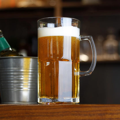 BaveL Style Extra Large Beer Mug, 34 Ounce Glass Mug with Handle, One Liter German Beer Stein
