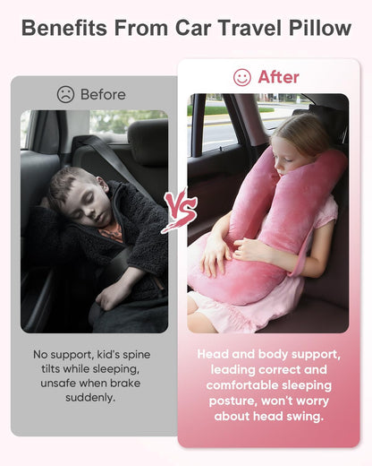 TinlyFinly Car Travel Pillow for Kids Adults, Raised Padding Head and Neck Support Car Seat Sleeping Pillow