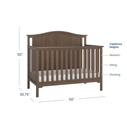 Child Craft Hampton Arch 4-in-1 Convertible Crib, Baby Crib Converts to Day Bed, Toddler Bed and Full Size Bed, 3 Adjustable Mattress Positions, Non-Toxic, Baby Safe Finish (Dusty Heather)