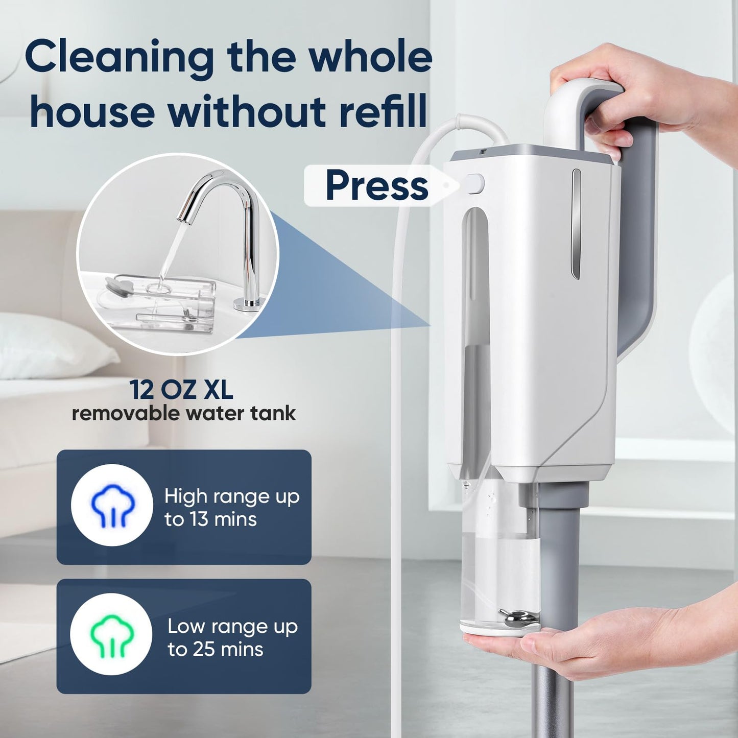 Seyola Steam Mop for Floor Cleaning, Steam Cleaner for Home with Handheld 6-in-1 Multi-function Attachments for Hardwood Floors, Clothes, Windows, Tiles Grout, Furniture Cleaning (off-white)