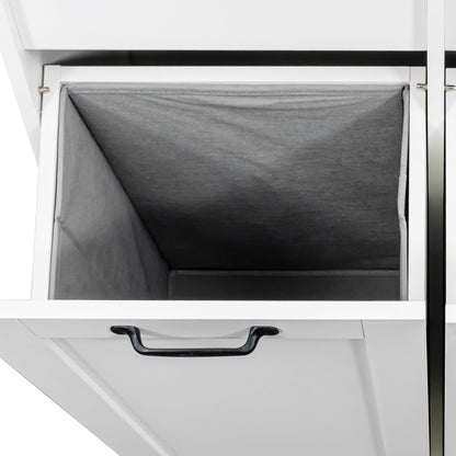 KEIKI 62.99'' H Laundry Cabinet with Doors and shelf, Tilt-Out Laundry Hamper, Multiple Storage Space, Freestanding Style, Open Shelve, Adjustable Shelf, White, (Style C)