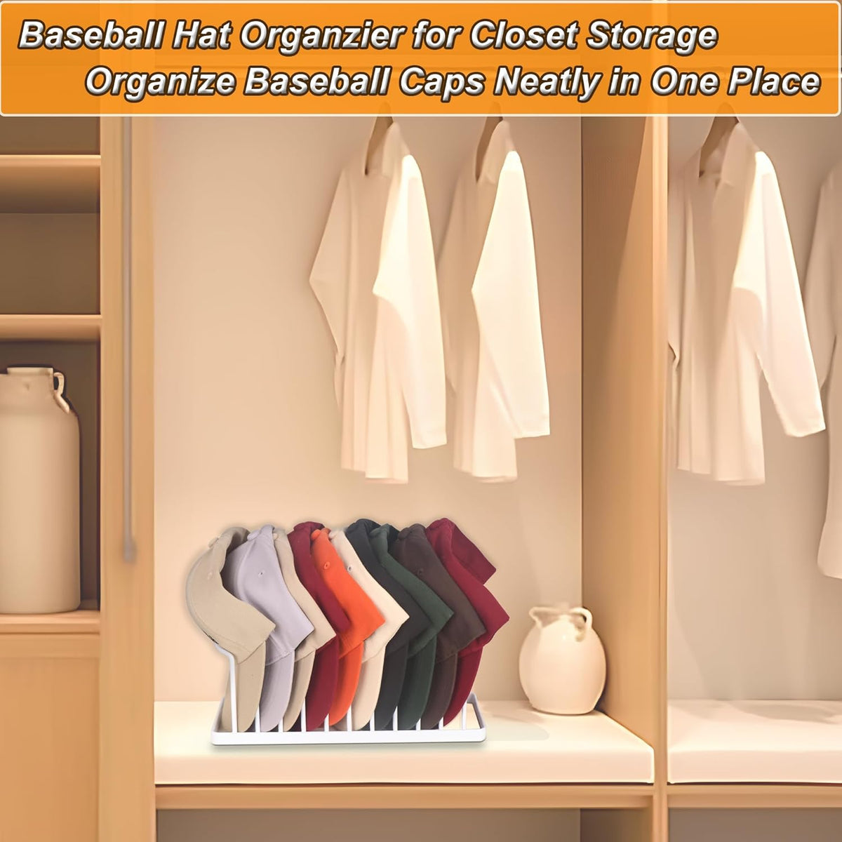 Hat Organizer for Baseball Caps, 2 Pack Space Saving Stand Holds 20 Caps, No Install Holder