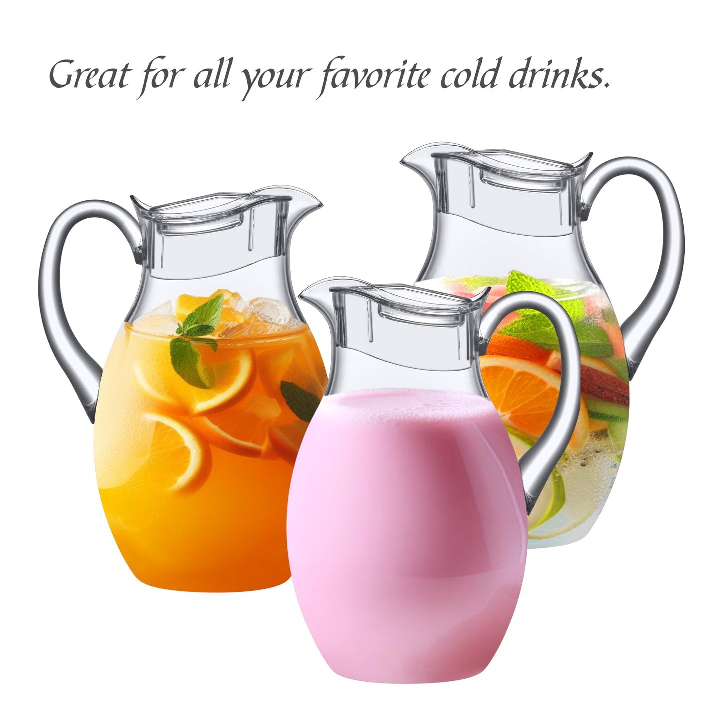 Amazing Abby - Bubbly Grand - Plastic Pitcher (96 oz, 3 Quart), Clear Water Pitcher with Lid, Fridge Jug, BPA-Free, Shatter-Proof, Great for Iced Tea, Sangria, Lemonade, Juice, Milk, and More