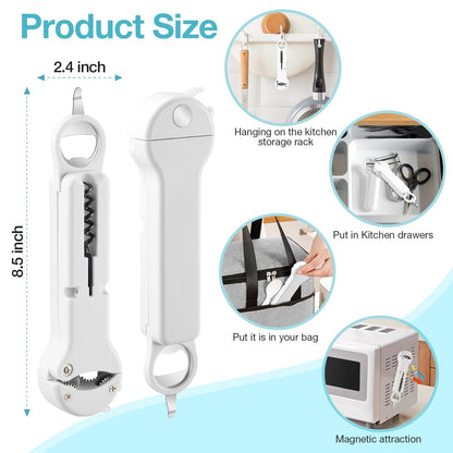 Banyaa 7-in-1 Jar Opener for Seniors – Magnetic adjustable Jar Opener & Bottle Opener for Arthritis, Weak Hands, Easy-Grip Kitchen Lid Opener Gadgets (Off-White)