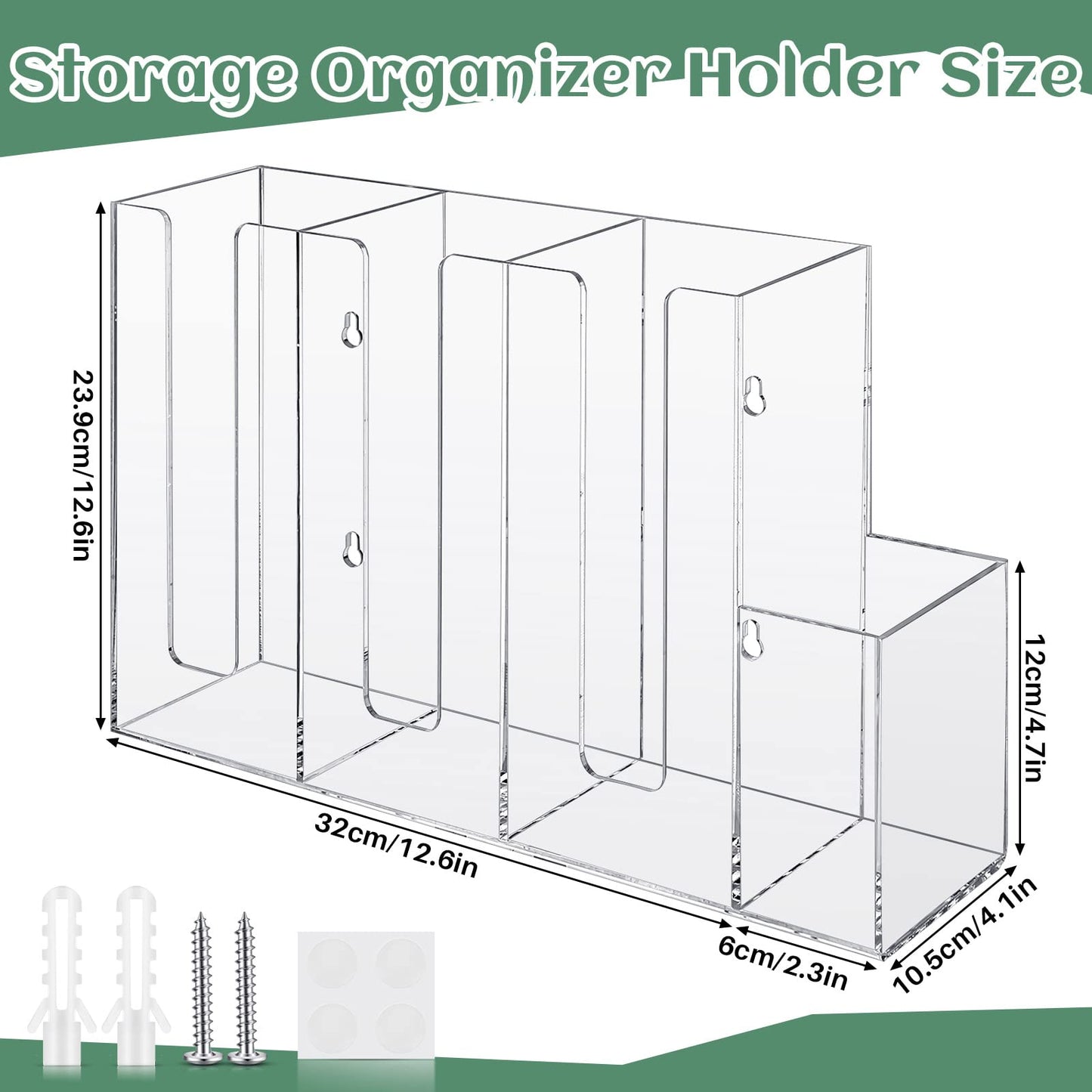 Cunhill 4 Compartments Acrylic Coffee Cup and Lid Storage Organizer Holder Disposable Paper Cup Dispenser Organizer Plastic Lid Holder Accessories for Kitchen Bar Shop Party Supplies(Transparent)