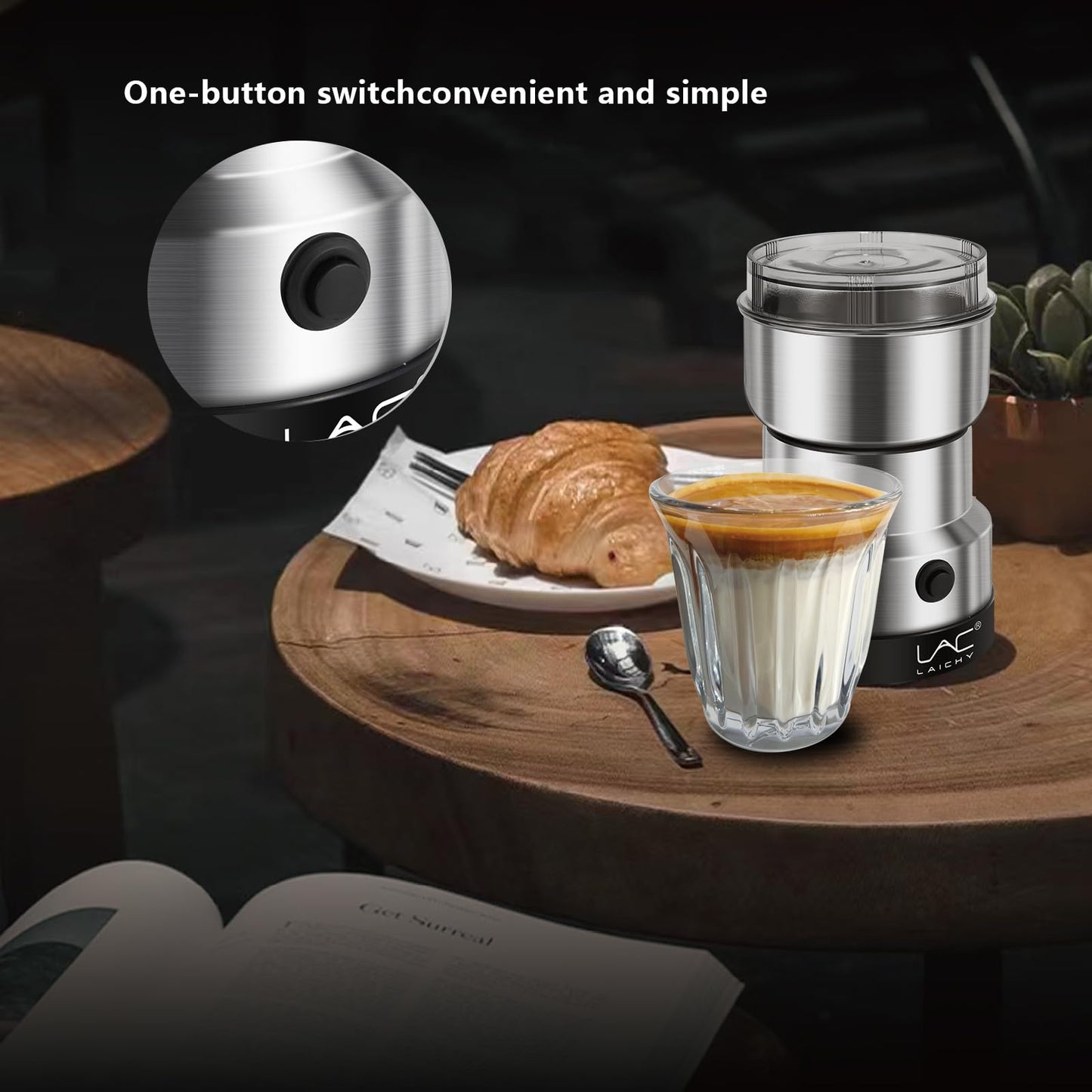 Coffee Grinder Electric & Spice Grinder, 150W Fast Grinding with Stainless Steel Blades | for Coffee Beans, Spices, Seeds, Herbs | Dry Food Mill | Mini Kitchen Grinder (Handheld)