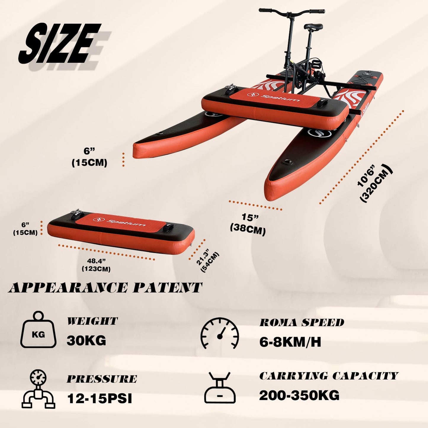 Spatium SUP Water Bike Boats for Lake Inflatable Water Bikes 2.0 Medal Pedal Boats Inflatable Fishing Boat Pedal Kayak Water Sports+Mat