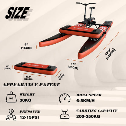 Spatium SUP Water Bike Boats for Lake Inflatable Water Bikes 2.0 Medal Pedal Boats Inflatable Fishing Boat Pedal Kayak Water Sports+Mat