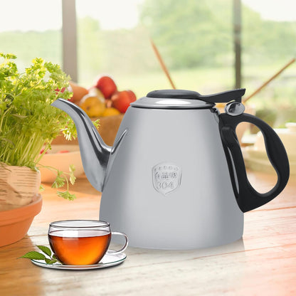 Tea All Black Flame Pattern Stove Top Tea Kettle, Stainless Steel Stovetop Teapot Kettle with Heat Resistant Handle