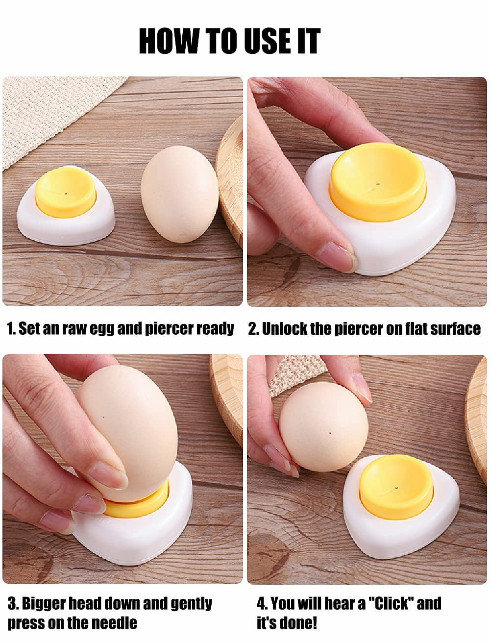 Egg Piercer for Raw Eggs - 2 Pack, with Magnetic Base and Safety Lock, Hard Boiled Egg Peeler, Egg Pricker to Get a Good Hard Boiled Egg, Easy Egg Peeler Kitchen Gadget