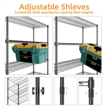 NULTRUMA Storage Shelves, Heavy Duty 4 Tier Storage Metal Shelves with Wheels, 2500LBS Capacity Adjustable Metal Wire Shelving Unit for Garage, Pantry, Kitchen, Closet, Commercial & Industrial Use