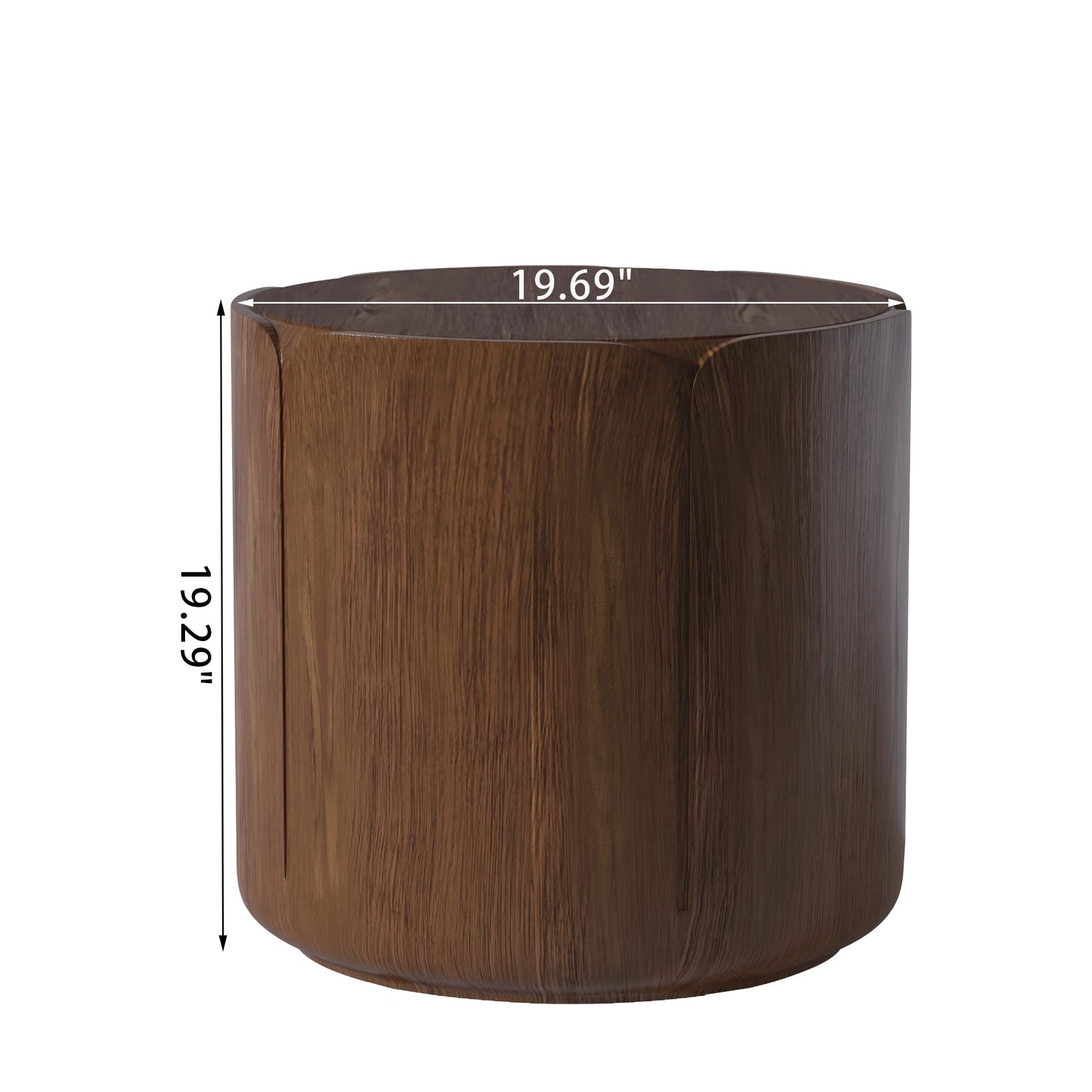 KEIKI Round MGO Outdoor Indoor Coffee Table, Mid Century Modern Side Table with Pedestal & Tabletop, Small Waterproof Center Drink End Tables for Patio Garden Living Room, No Assembly Required, Walnut