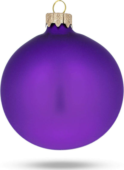 Set of 4 Matte Purple Glass Ball Christmas Ornaments, 4 Inches
