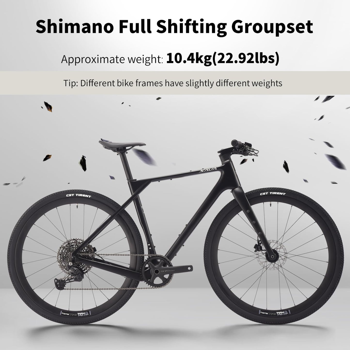 SAVADECK Carbon Gravel Bike - T800 Carbon Frame & Fork | Shimano U6000 11-Speed Groupset | Hydraulic Disc Brakes | 700CX40mm All-Terrain Tires | Men & Women Road/Off-Road Bicycle (Black, 47cm)