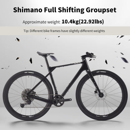 SAVADECK Carbon Gravel Bike - T800 Carbon Frame & Fork | Shimano U6000 11-Speed Groupset | Hydraulic Disc Brakes | 700CX40mm All-Terrain Tires | Men & Women Road/Off-Road Bicycle (Gold, 51cm)