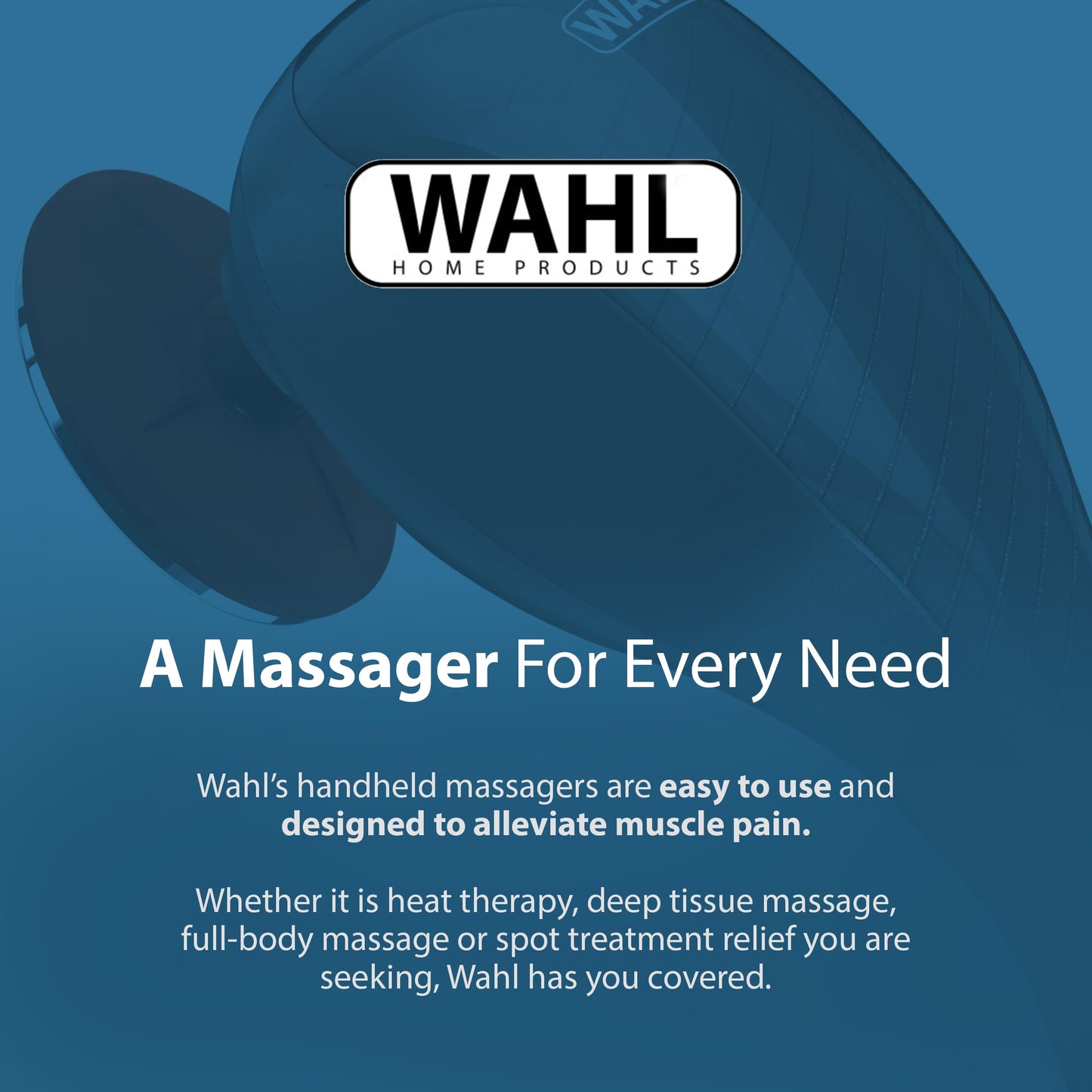Wahl Heat Therapy Corded Vibratory Therapeutic Body Massager, Heated Handheld Massage Tool with Two Speeds, Relieve Neck, Shoulder, Muscle, Leg & Back Pain, Model 4196-1201