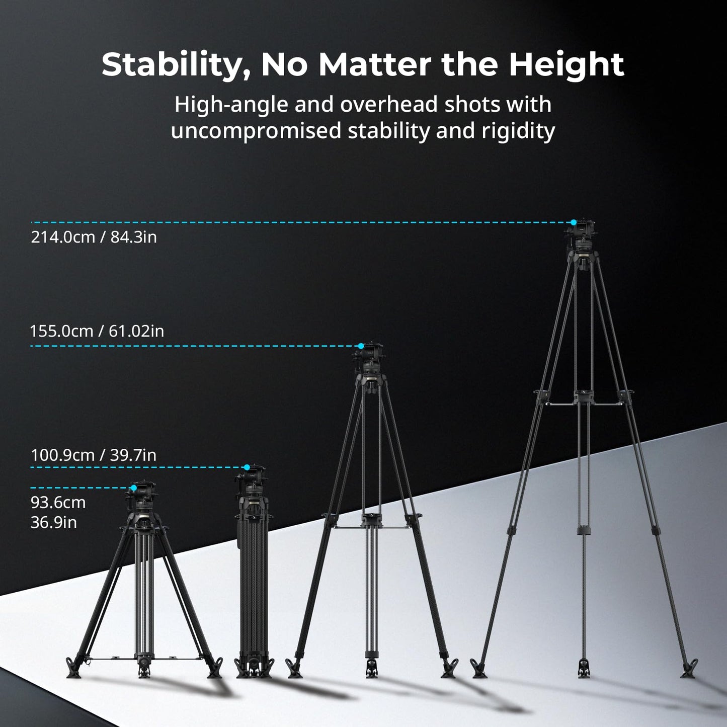 SmallRig 84''/214cm FreeSpeed Carbon Fiber Counterbalance Video Tripod, Heavy-Duty Camera Tripod with 6-Step Counterbalance, 4-Level Tilt/Pan Damping, Dual-Mode QR Plate, Max Load 22lbs - 5580