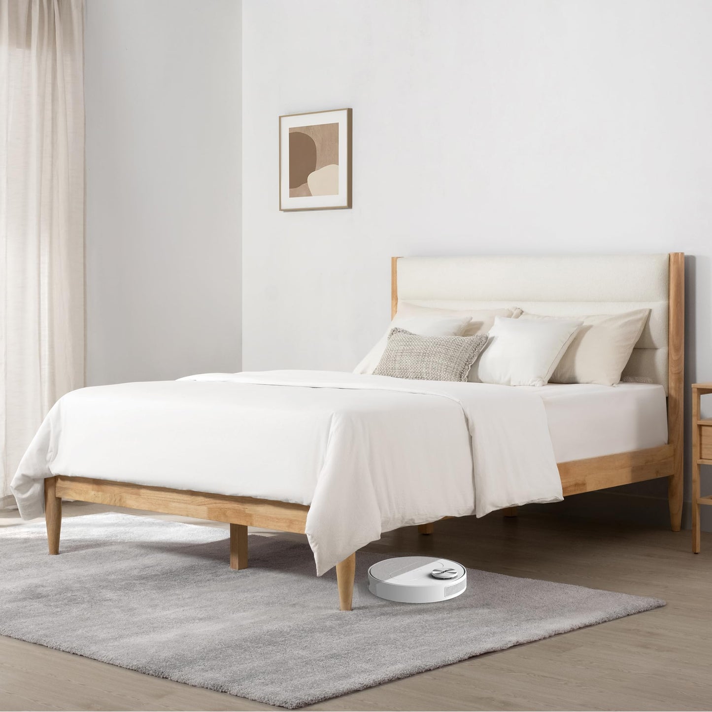 KISLOT Bed Frame with Upholstered Headboard