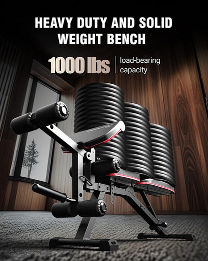 HARISON Adjustable Weight Bench with Leg Extension and Preacher Pad, Workout Bench Press for Home Gym Strength Training, Flat Incline Decline Sit Up Bench 1000LBS Capacity
