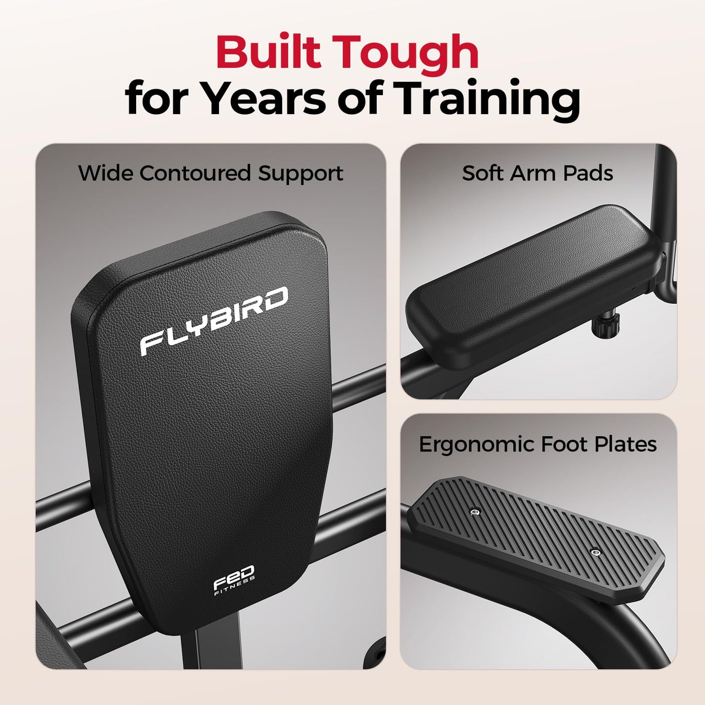 FLYBIRD PT6 Heavy Duty Power Tower with Assisted Leg Raise, Multi-Function Pull Up Bar & Dip Station for Core and Ab Training, Home Gym Equipment, 800 LBS Capacity | FED Fitness