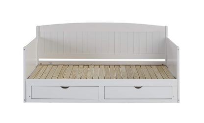 Alaterre Furniture Harmony Twin to King Daybed with Pop Up Trundle Bed - Solid Wood Twin Day Bed with 2 Pull-Out Storage Drawers and 400lb Capacity - For Kids, Guest Room, Living Room (White)