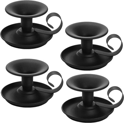 Yopay 4 Pack Iron Taper Candle Holder - Retro Rustproof Black Candlestick Holders for Halloween, Christmas, Wedding