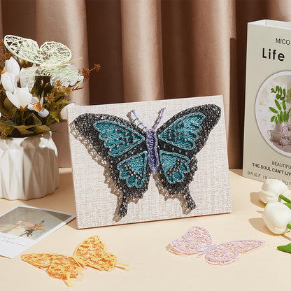 WEBEEDY DIY Blue Butterfly String Art Kit for Adults Beginners 3D Animal String Art Crafts Kit,Arts Crafts Kit Include All Necessary Accessories and Frame,Home Wall Decor Christmas Unique Gift