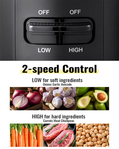 Food Chopper, 4 Cup Mini and Fast Food Processor, Electric Meat Grinder with 2 Speed, 4 Stainless Steel Blades, and Whisk, 400W Power for Chopping, Mixing, Emulsifying, Puree and Whisking, BPA-Free