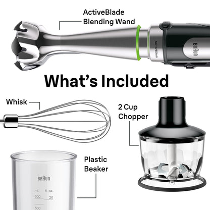 Braun MultiQuick 7 3-in-1 Immersion Blender with Food Processor – Powerful Handheld Electric Stick - Emulsifier for Chopping, Beating & Whisking - Ideal for Soup, Puree, Smoothies & More