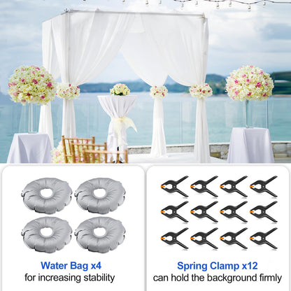 EMART 8.5x10ft Square Backdrop Stand for Wedding, Adjustable Pipe and Drape Background Frame Kit with Heavy Duty Metal Steel Base, Photo Back Drop Holder for Birthday Parties Photography - Black