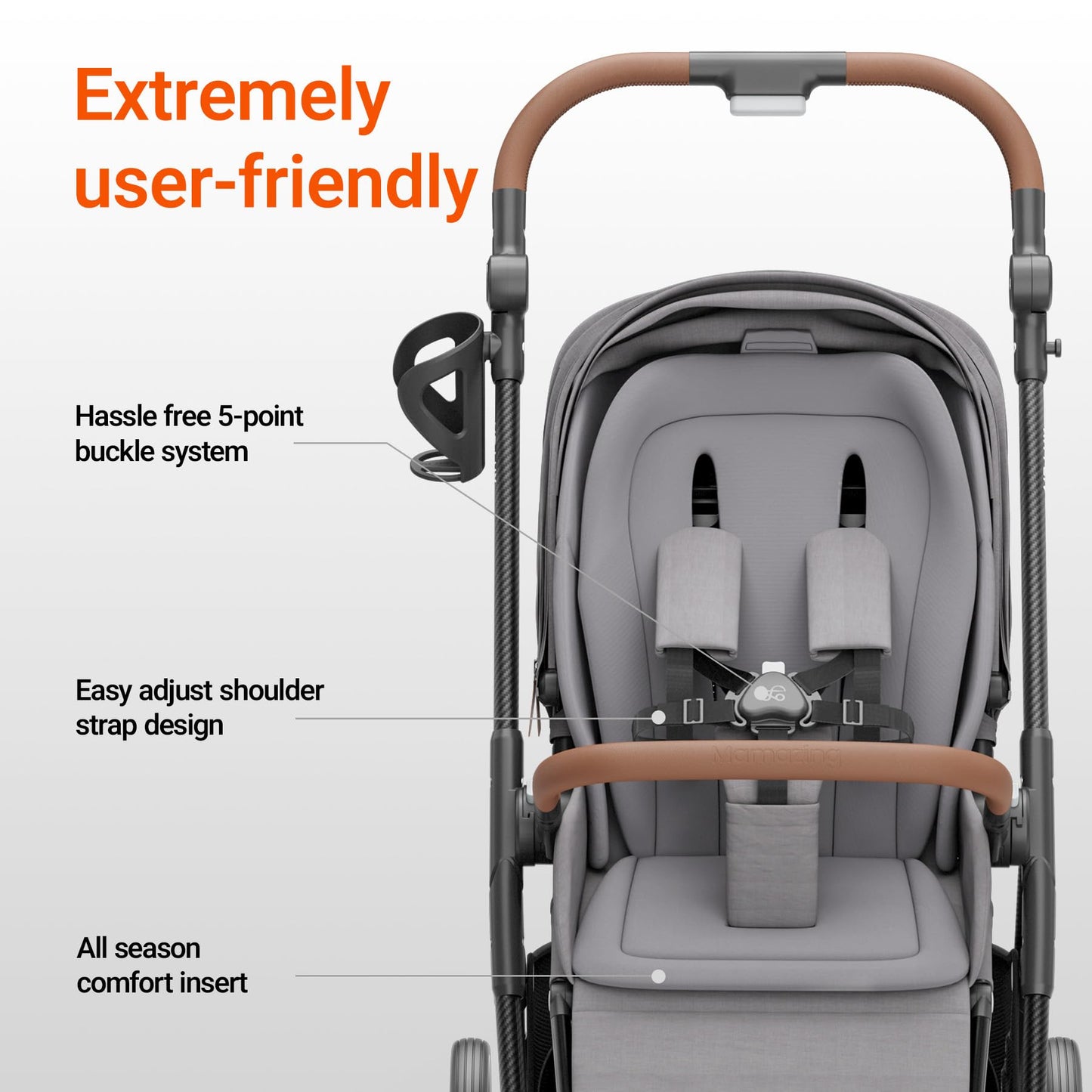 MAMAZING Air Lux Baby Stroller with Bassinet from Newborn to 50 lbs, Strength Carbon Fiber Frame Only 15.8lbs, Bassinet Stroller Included Reversible Seat, Car Seat Adapter & Large Storage Basket