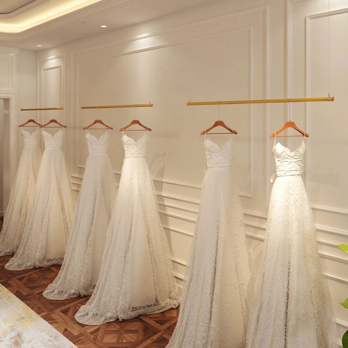 KYTGFH Clothing Garment Rack Adjustable Height Display Clothes Store Rack Ceiling Wedding Dress Hanging Rack Hanger Storage,Wall Mounted Commercial Bedroom Organiz,3pcs,100CM
