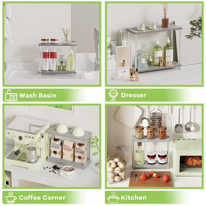 2 Tier Bathroom Organizer and Storage Water Absorbing Stone Bathroom Counter Organizer, Skincare Organizers with Perfume & Makeup
