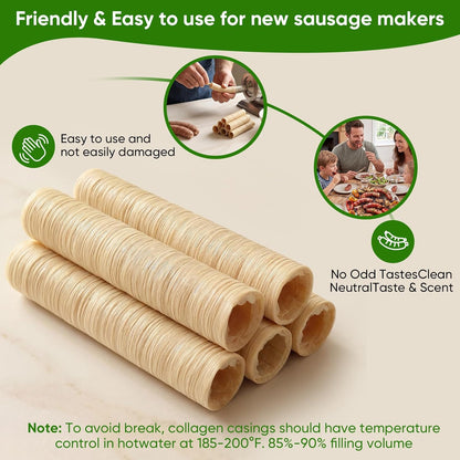 15m/49ft 19mm/ 3/4'' 1 FAIRSKY HALAL Grade A Collagen Sausage Casings, Edible Drying Casing Longer Length