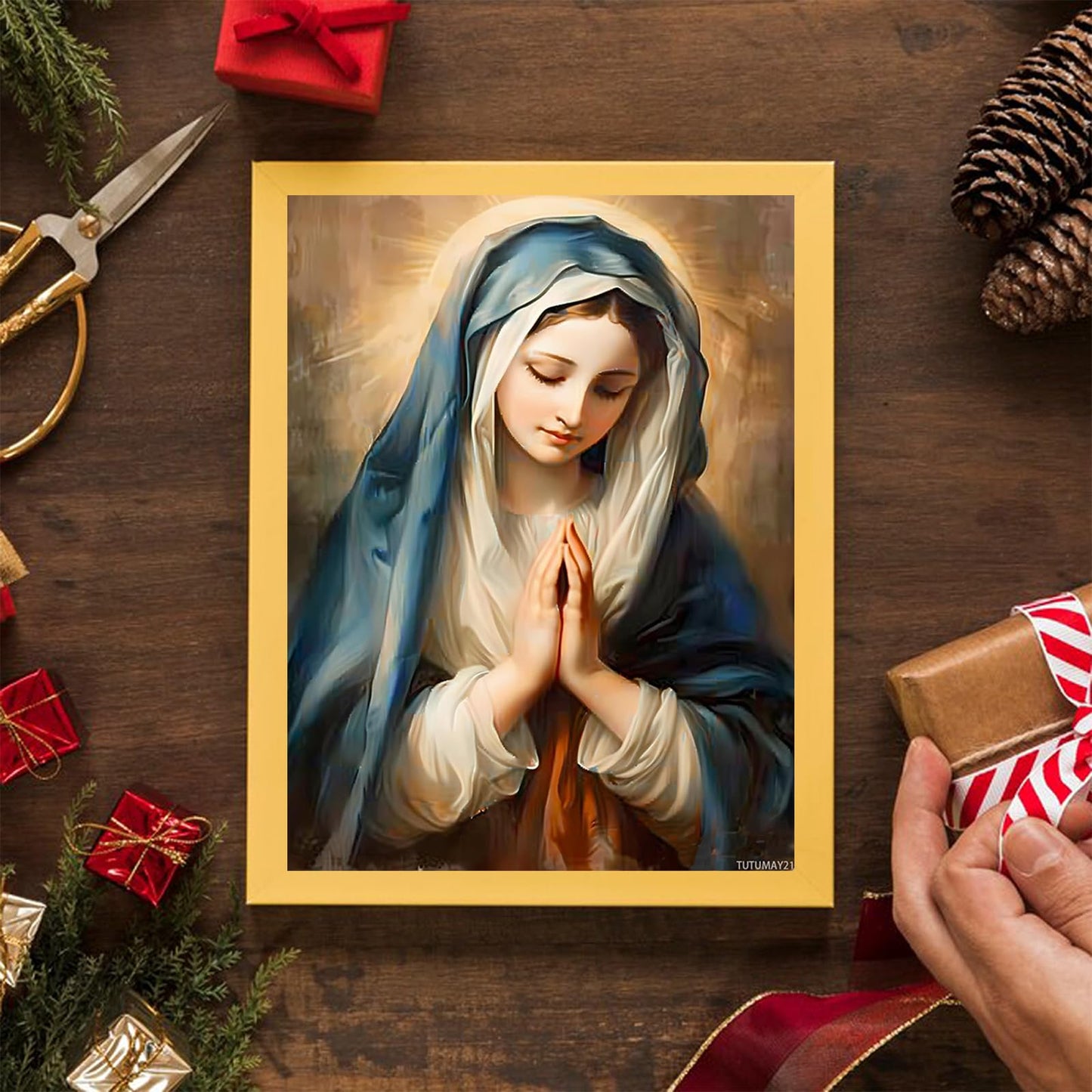 TUTUMAY21 Diamond Painting Kits The Virgin Mary in Prayer Diamond Art Kits for Adults The Virgin Mary Painting Crafts Home Wall Decor DIY 5D Gem Art Perfect for Relaxation 12x16inch
