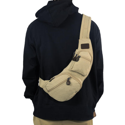 Rothco Vintage Canvas Crossbody Sling Bag – Compact Travel Shoulder Backpack 2L Storage