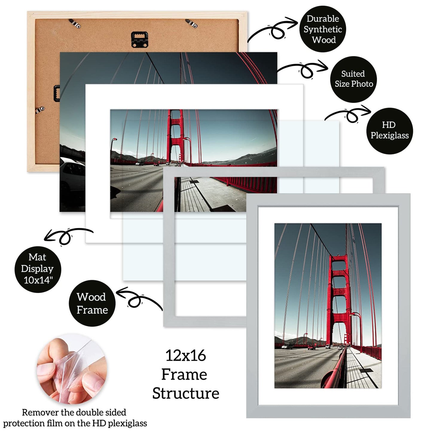 12x16 Picture Frame Diamond Painting Frames Poster Frames Made of Solid Wood,Display Pictures 10x14 with Mat or 12x16 without Mat for Photos, Paintings,Walls Decoration,Anniversary,Wedding,Christmas