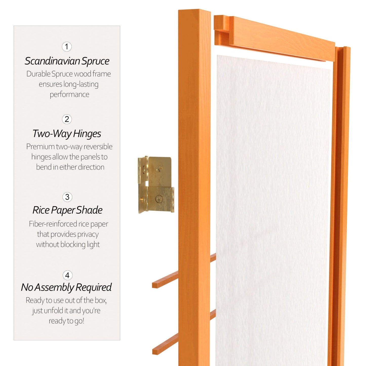Red Lantern 7 ft. Tall Eudes Shoji Screen - Honey - 4 Panels