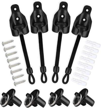 Sun Shade Parts Bungee Kit and End Cap, Weather Resistant for Coolaroo Exterior Roller Shade, Outdoor Blinds, 2 Sets