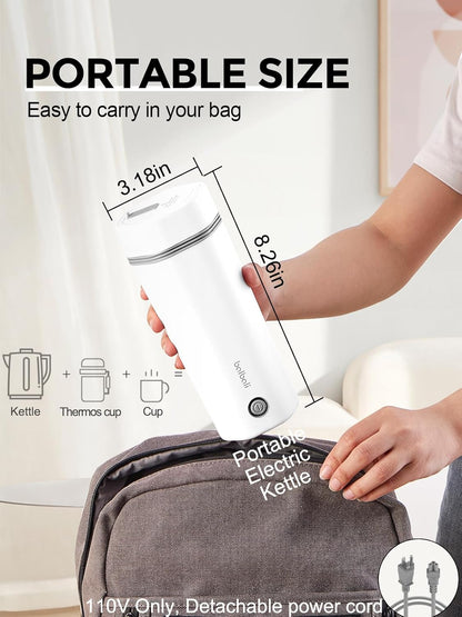 balbali 12oz Travel Kettle - Portable Electric Kettle for Boiling Water - Self Heating Cup/Thermos - Single Size