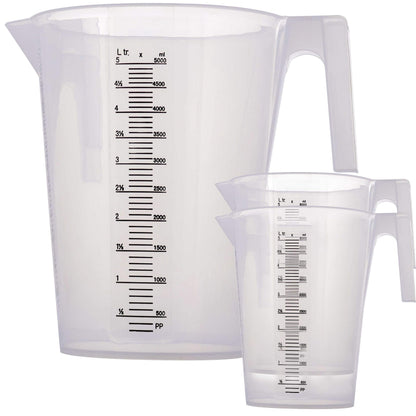 TCP Global 5 Liter (5000ml) Gallon Plastic Graduated Measuring and Mixing Pitcher (Pack of 3) - Holds 5 Quarts 1.25 Gallons- Pouring Cup, Measure & Mix Paint, Resin, Epoxy, Kitchen Cooking Baking