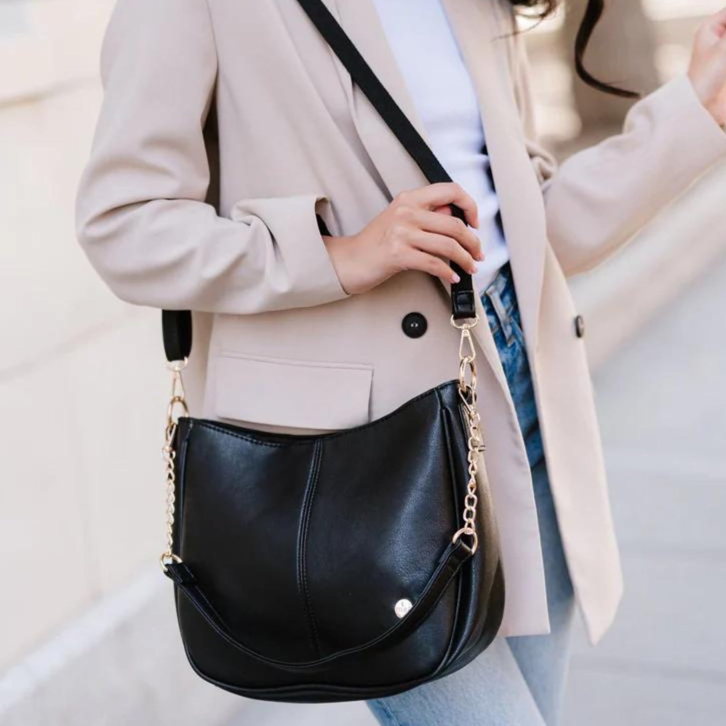Modern+Chic Crossbody Bags for Women - Marissa Saddle Crossbody, Vegan Leather Shoulder or Handbag with Two Adjustable Straps